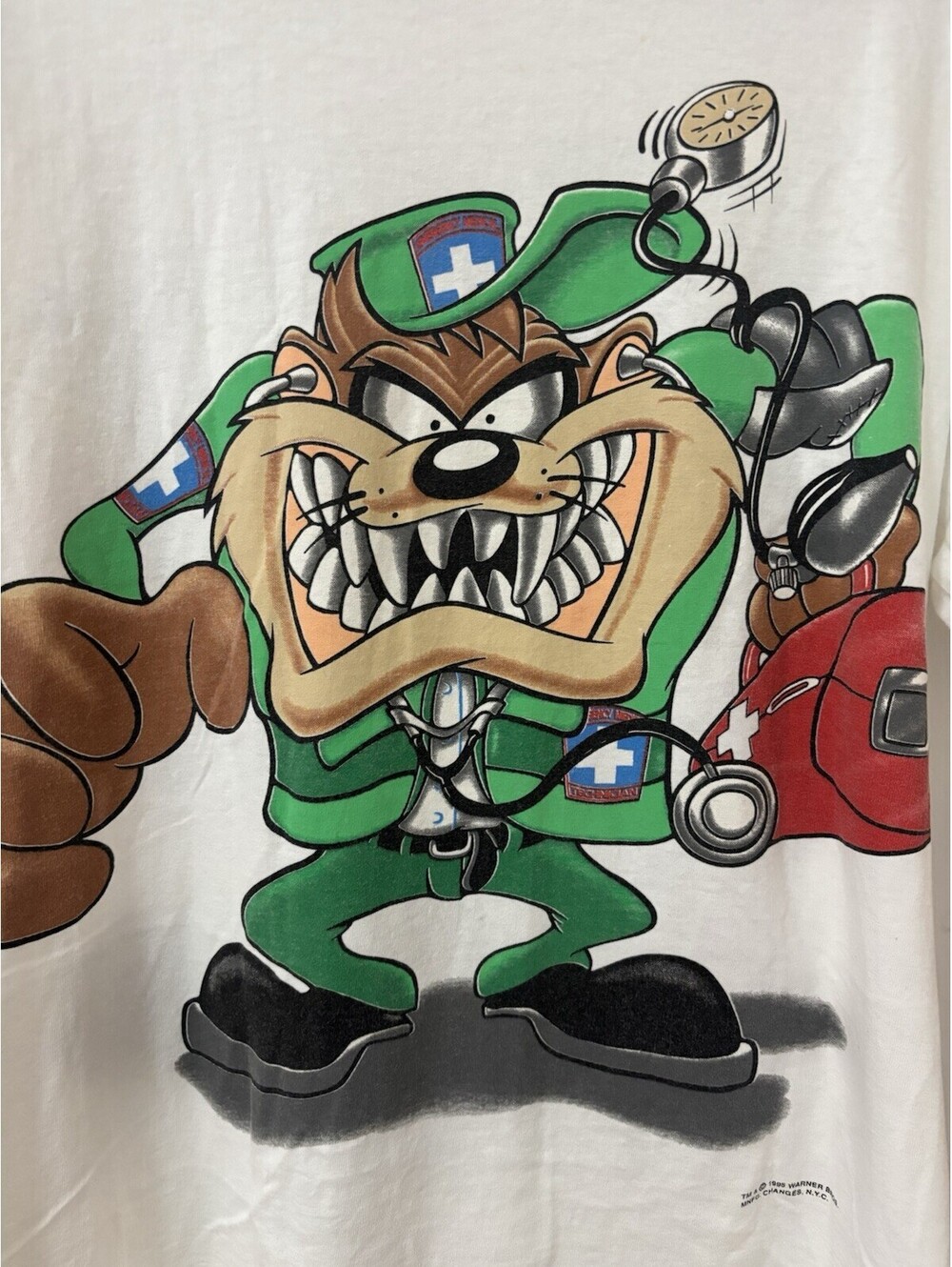 Vintage 1995 Looney Tunes Taz Devil T Shirt Warner Bros  Paramedic mens M